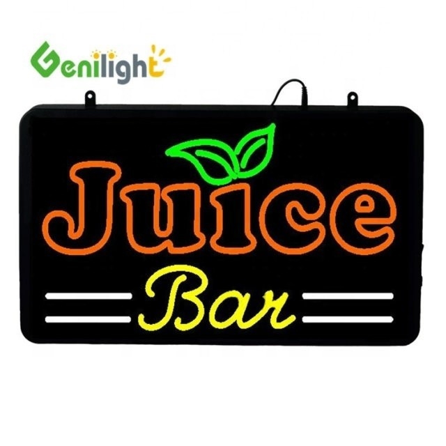 CE ROHS Power Custom JUICE BAR signet néon ouvert conçu pour la fonction d'affichage d'animation