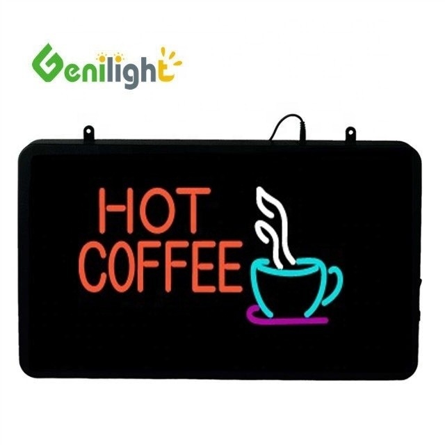 Consommation d'énergie Genilight 22*13 pouces CE RoHS Indoor Hot Coffee LED Sign Neon pour le bar à café