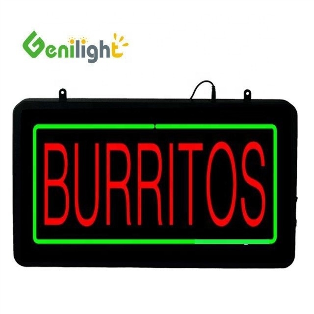 Conception personnalisée DC12V BURRITOS Signal ouvert au néon LED par Genilight