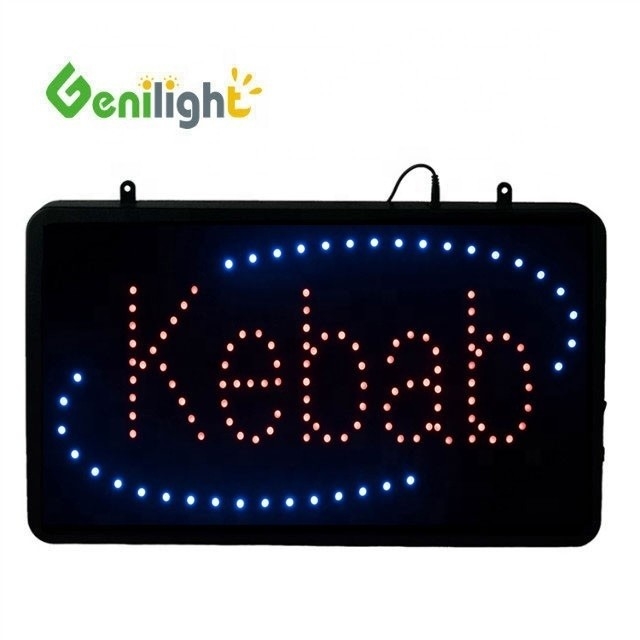 Genilight Intérieur 56*33cm Kebab publicitaire LED Signe de lettre avec ABS cadre en moule ouvert
