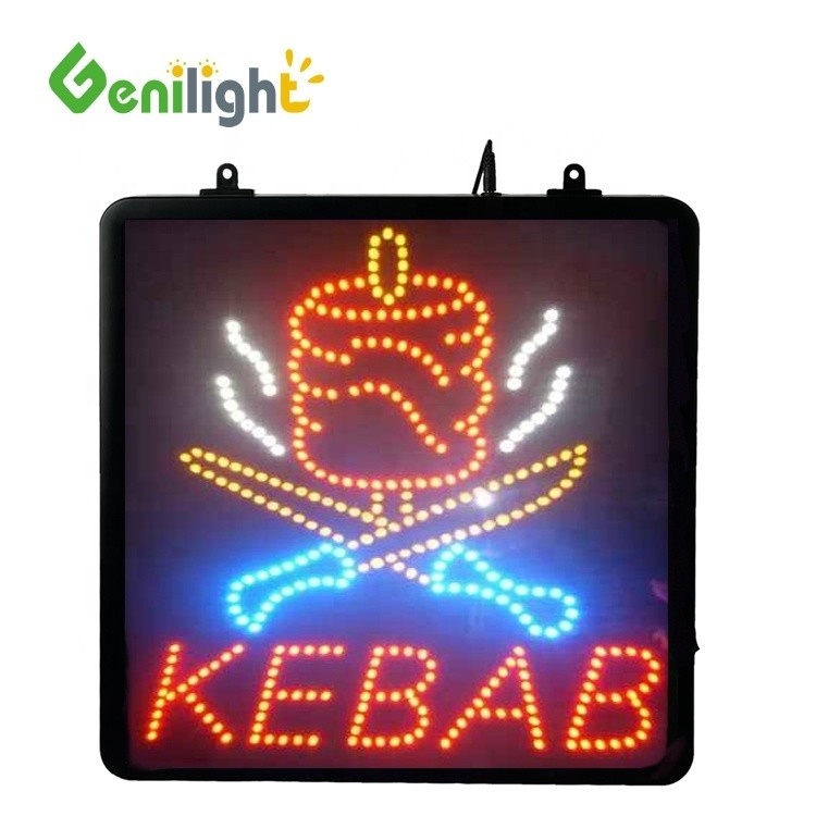 Genilight Intérieur 22*13 pouces DC12V Kebab Led Sign Open Light avec un design super populaire