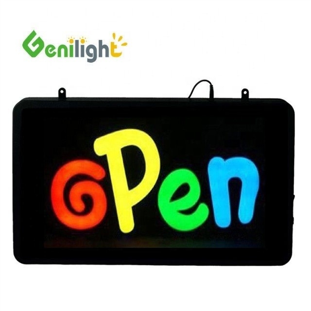 Mode d'animation clignotante Genilight 56*33 cm Full Color LED électronique au néon OPEN Sign