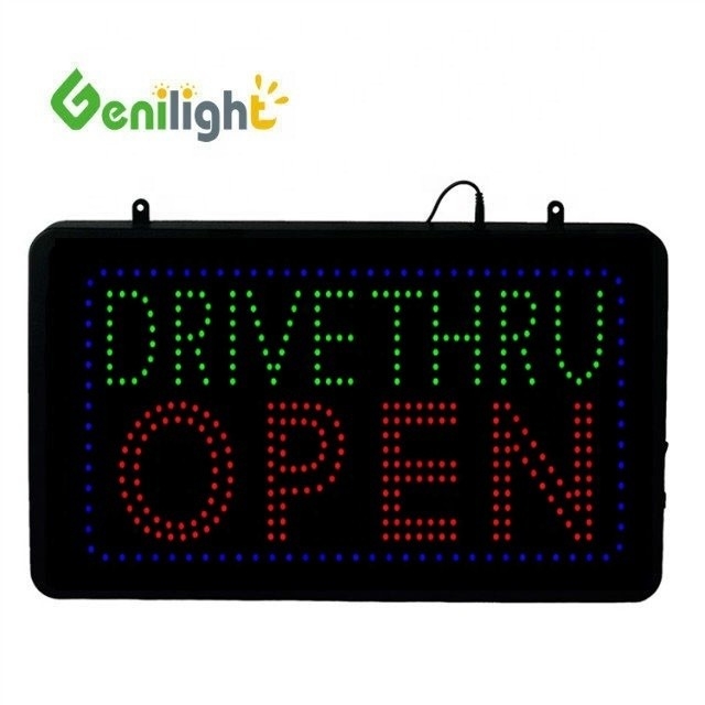 22*13 pouces CE et RoHS Genilight intérieur RVB éclairé Drive Thru Café néon signe ouvert