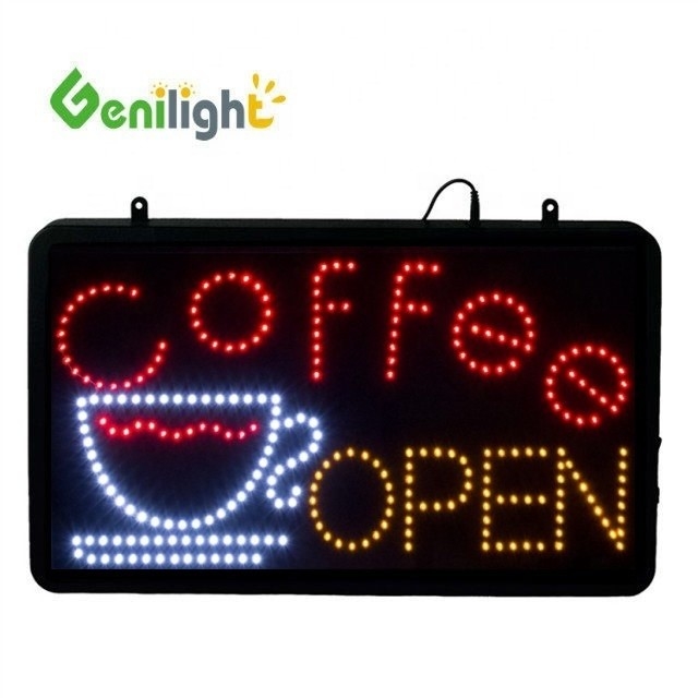 Panneau d'affichage LED 12v acrylique coloré pour café Signal ouvert par Genilight