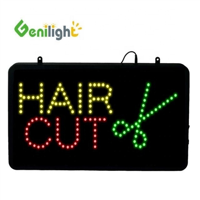 Genilight Intérieur 56*33cm Salon de coiffure haute coupe de cheveux brillante Panneau lumineux ouvert pour les salons