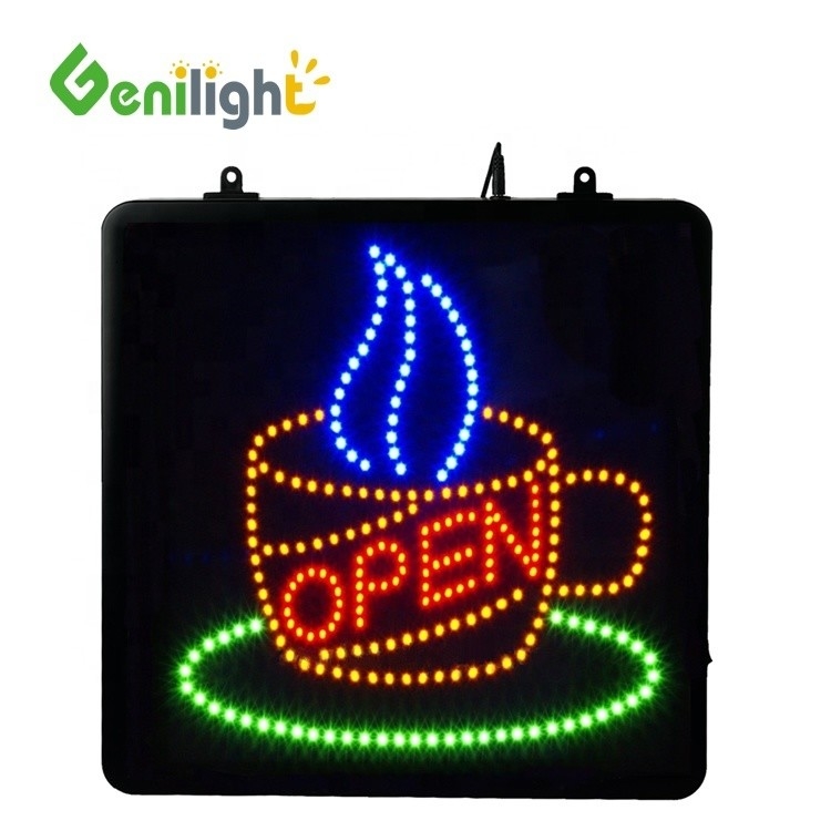 Genilight LED Sign Open For Coffee 53*45cm Écran Dimension CE RoHS LVD certifié