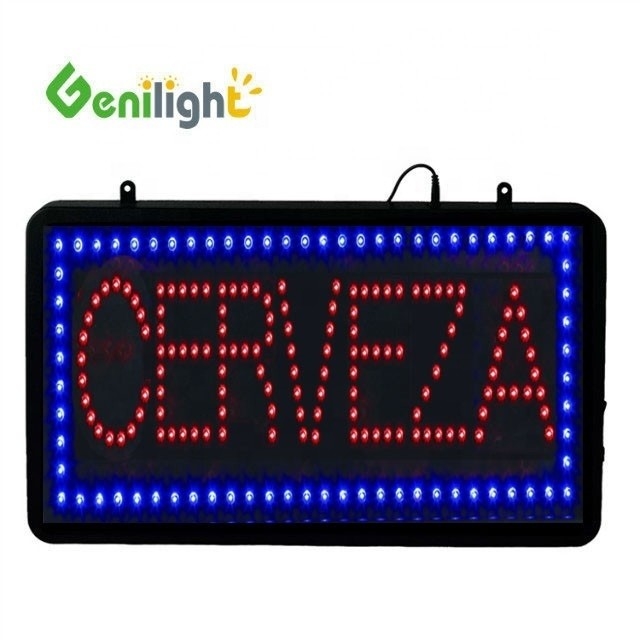 Super luminosité personnalisée LED CERVEZA affichage ouvert pour BEER BAR de Genilight
