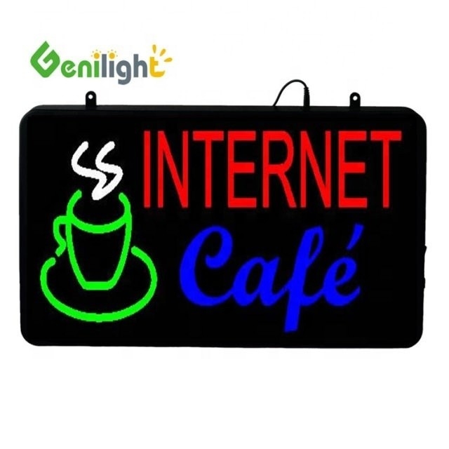Fonction d'affichage d'animation DC 12V Indoor LED Café Neon Sign avec ABS Open-Mold Outframe