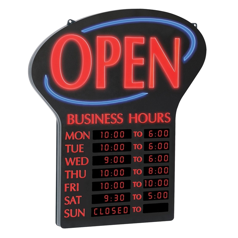 Consommation Genilight GLT-LSN6050H-001 Rouge bleu couleur néon ouvert LED signe avec heures