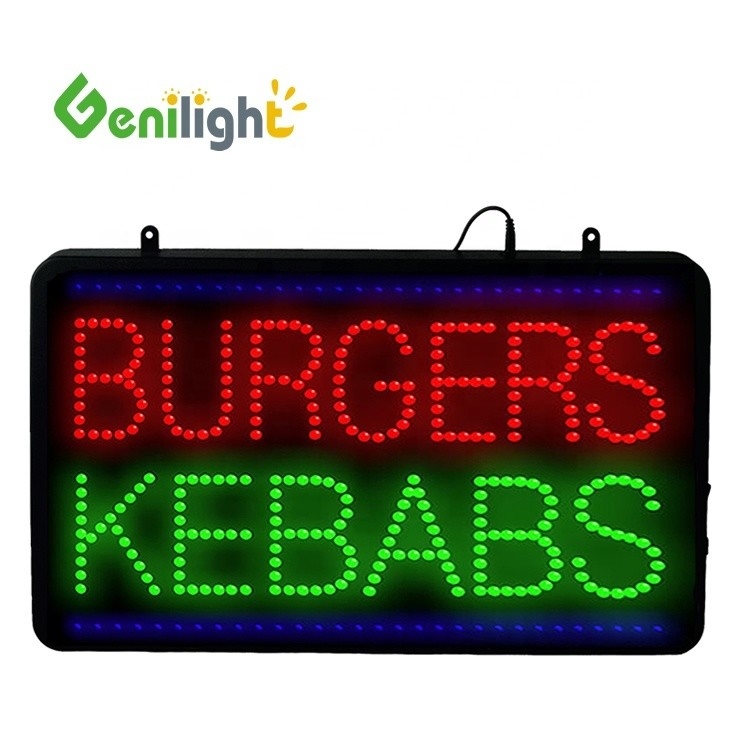 Flash Burgers Kebabs affichage à néon LED pour le magasin 22 pouces x 13 pouces 6 mm Pixel Pitch